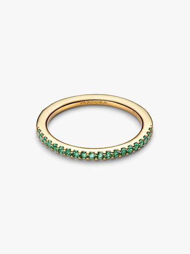 Sparkling Green Half-Eternity Band Ring