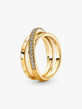 Crossover Pavé Triple Band Ring
