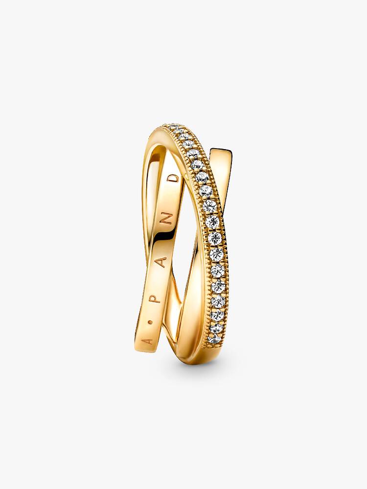 Crossover Pavé Triple Band Ring
