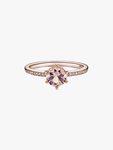 Pink Sparkling Crown Solitaire Ring