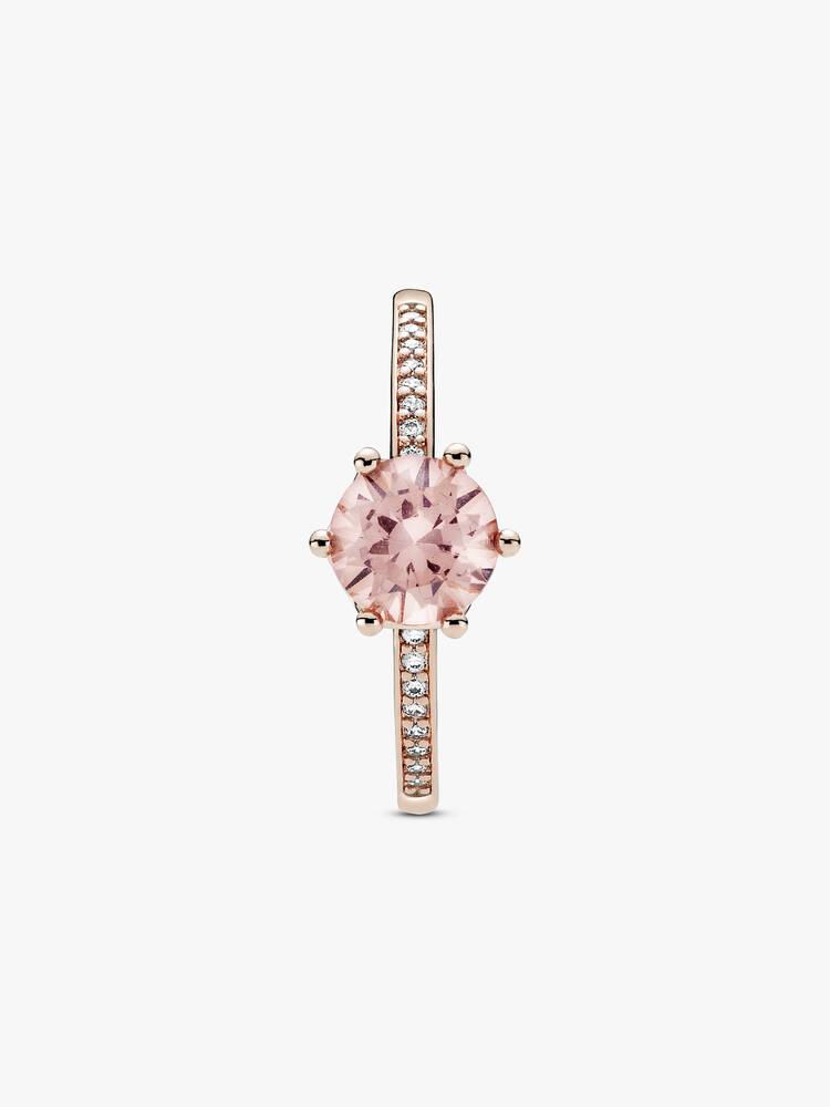 Pink Sparkling Crown Solitaire Ring