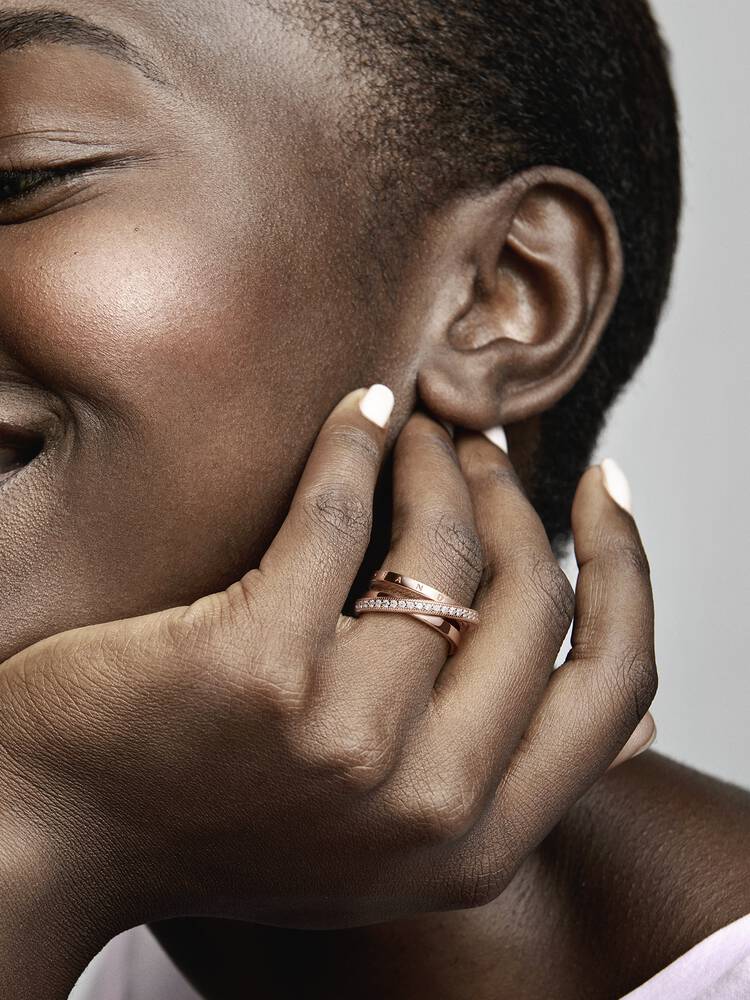 Crossover Pavé Triple Band Ring