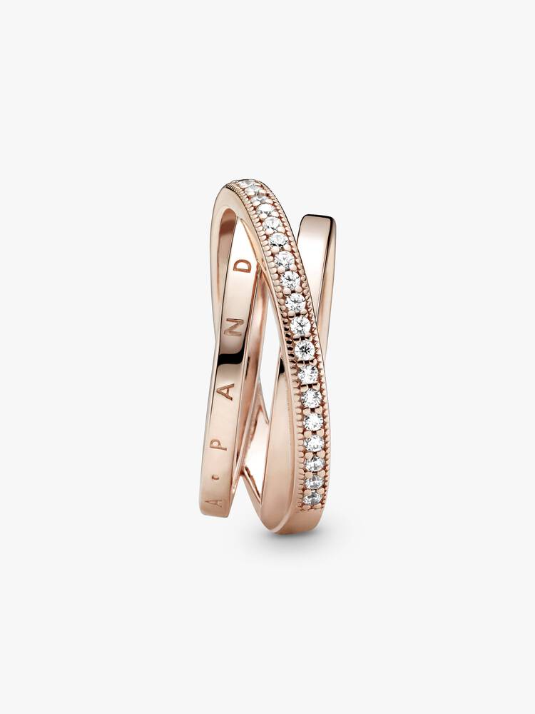 Crossover Pavé Triple Band Ring