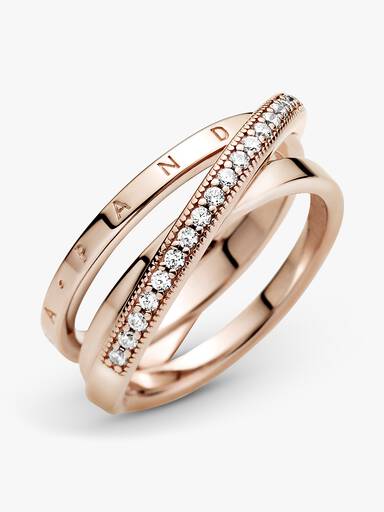 Crossover Pavé Triple Band Ring