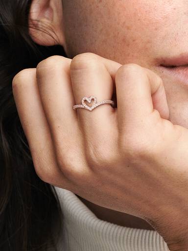 Sparkling Wishbone Heart Ring