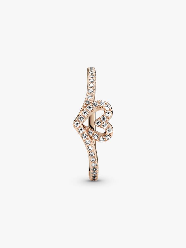 Sparkling Wishbone Heart Ring