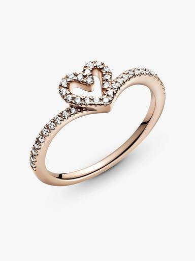 Sparkling Wishbone Heart Ring