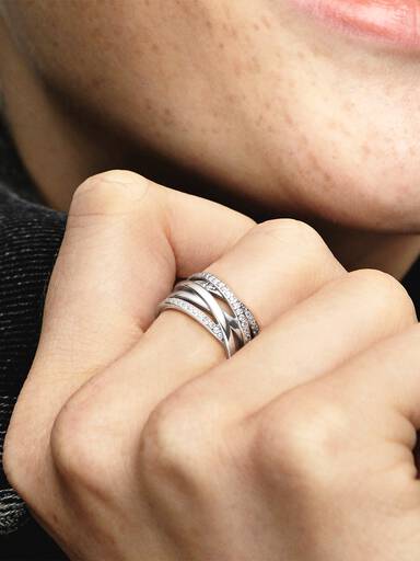 Sparkling & Polished Lines Ring