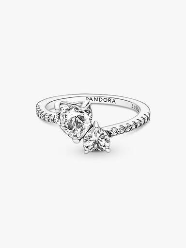 Double Heart Sparkling Ring
