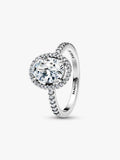 Oval Sparkling Halo Statement Ring