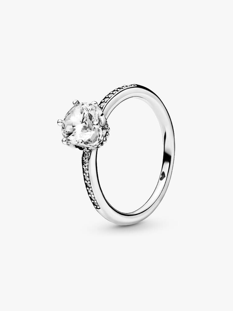 Clear Sparkling Crown Solitaire Ring