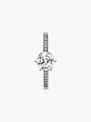 Clear Sparkling Crown Solitaire Ring