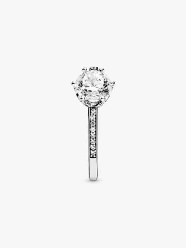 Clear Sparkling Crown Solitaire Ring