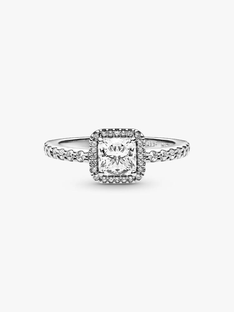 Square Sparkle Halo Ring
