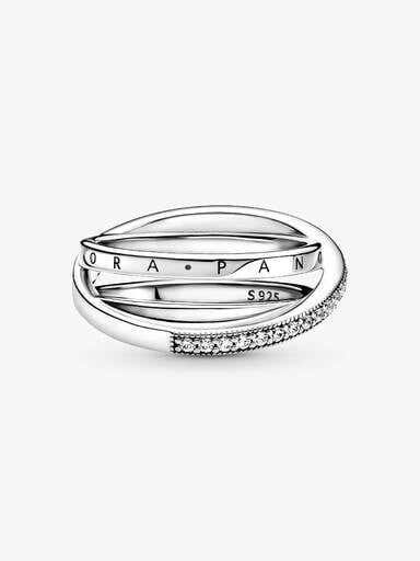 Crossover Pavé Triple Band Ring