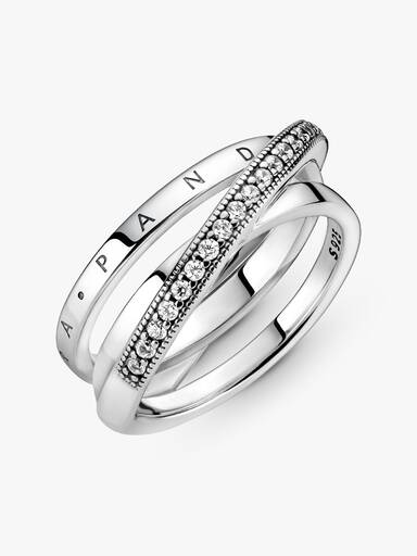 Crossover Pavé Triple Band Ring