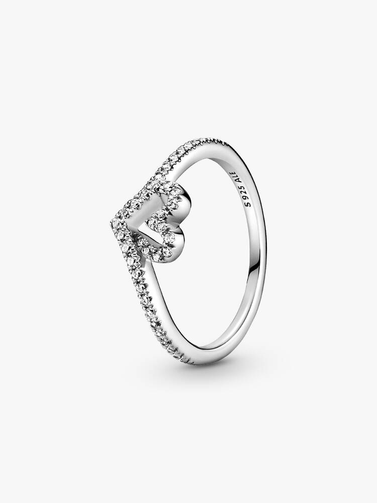 Sparkling Wishbone Heart Ring