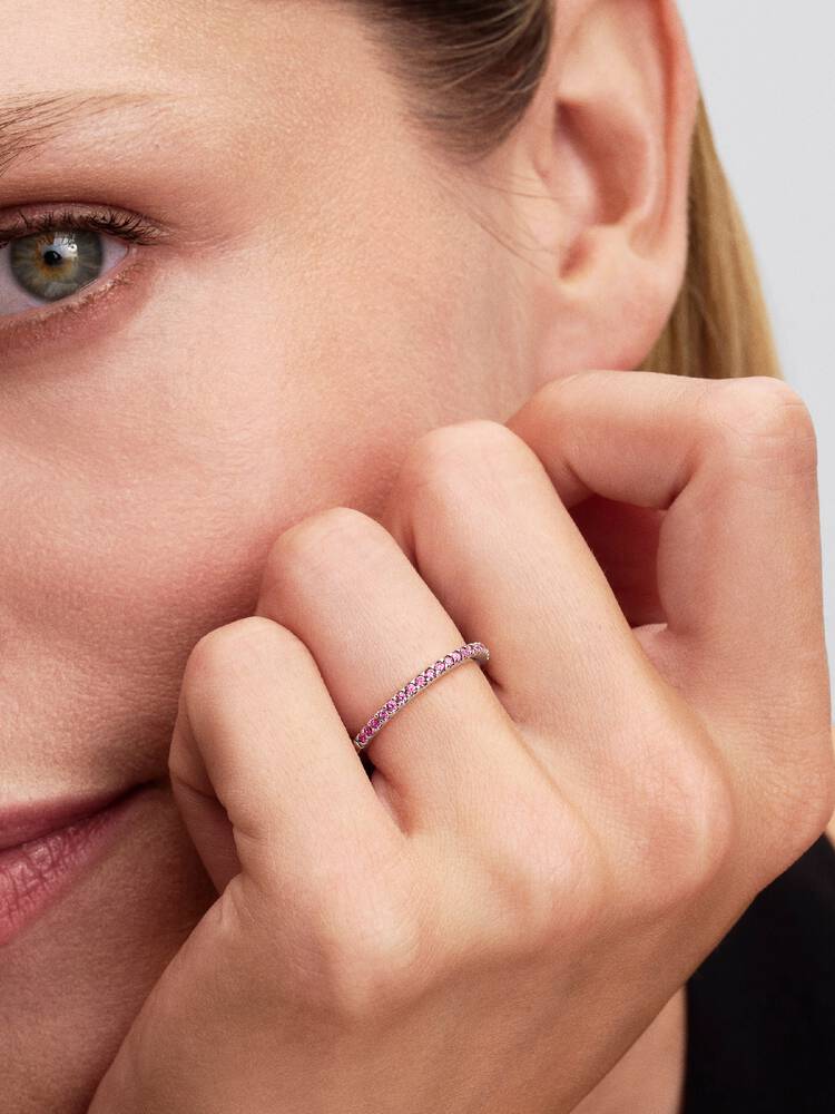 Sparkling Pink Band Ring