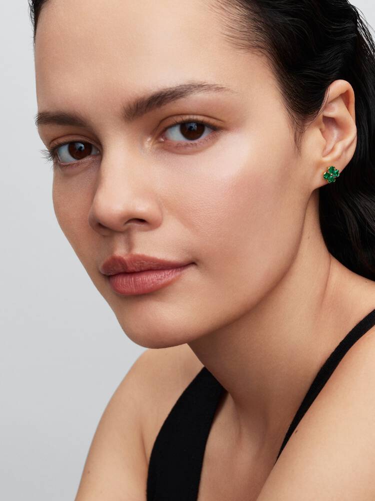 Green Lucky Clover Stud Earrings