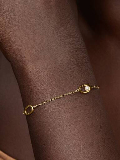 Organically Shaped Oval & Treated Freshwater Cultured Pearl Bracelet