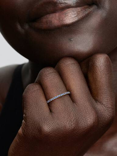 Sparkling Blue Half-Eternity Band Ring