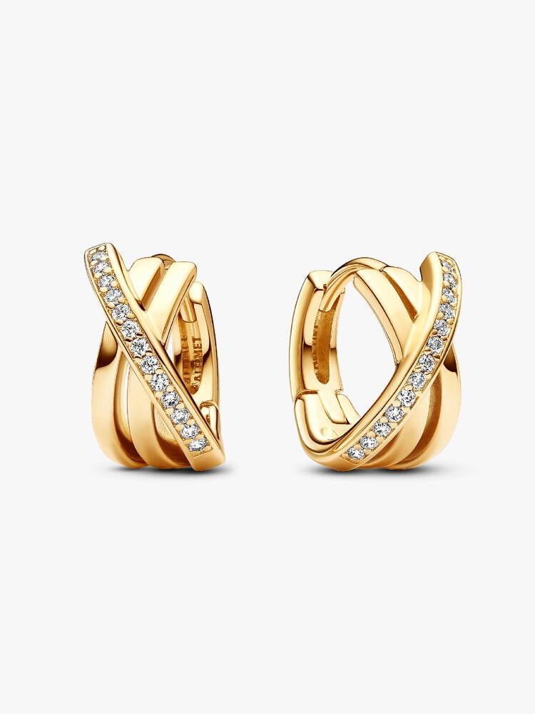Crossover Pavé Hoop Earrings