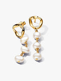 Organically Shaped Circle & Baroque Treated Freshwater Cultured Pearls Drop Earrings