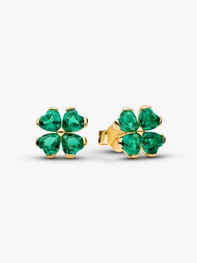 Green Lucky Clover Stud Earrings
