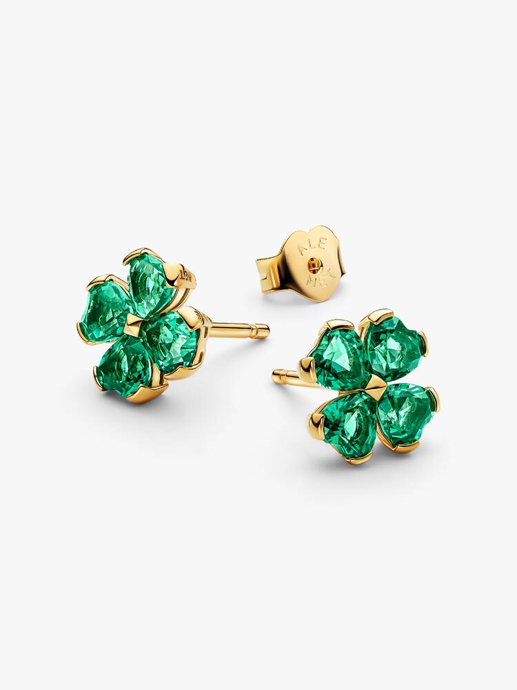 Green Lucky Clover Stud Earrings