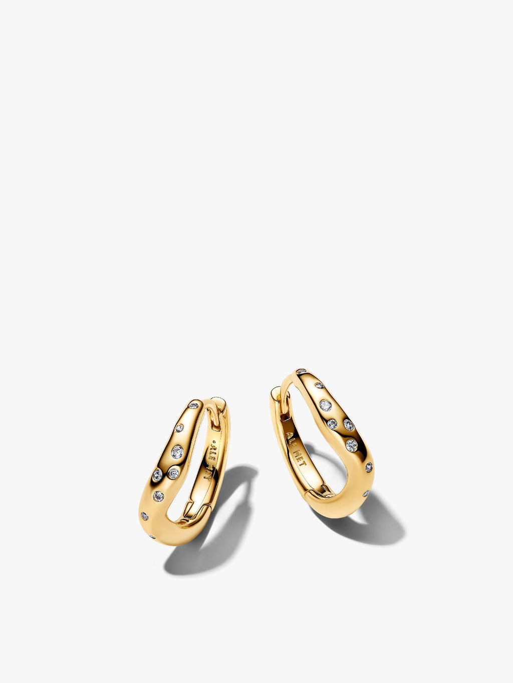 Organically Shaped Stone-Set Hoop Earrings