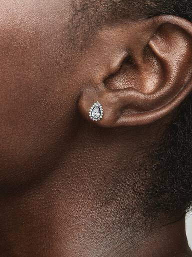 Sparkling Pear Halo Stud Earrings
