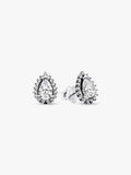 Sparkling Pear Halo Stud Earrings