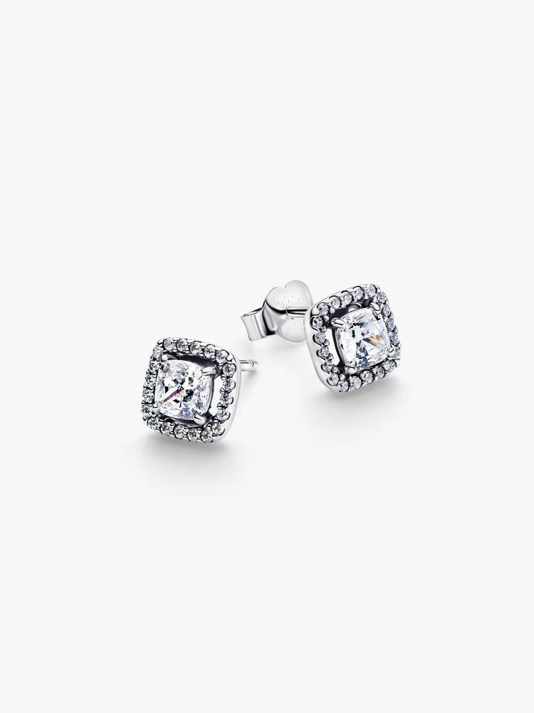 Square Halo Stud Earrings