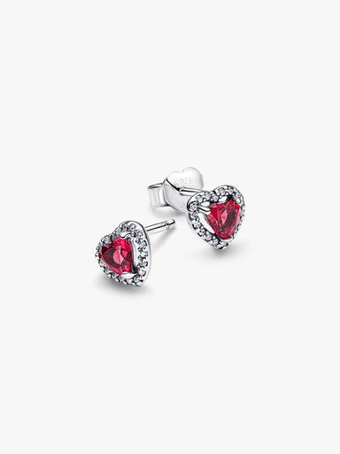 Elevated Red Heart Stud Earrings