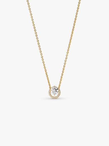 Sparkling Round Halo Pendant Collier Necklace