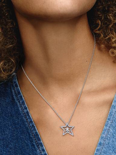 Pavé Asymmetric Star Collier Necklace