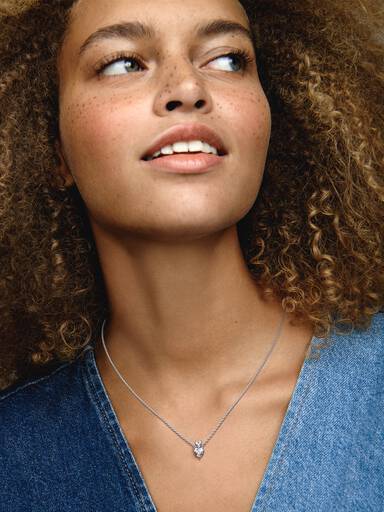 Double Heart Pendant Sparkling Collier Necklace