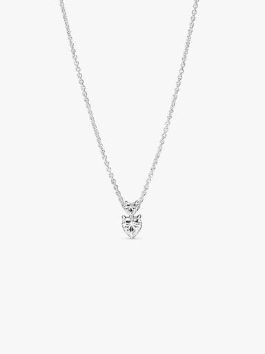 Double Heart Pendant Sparkling Collier Necklace