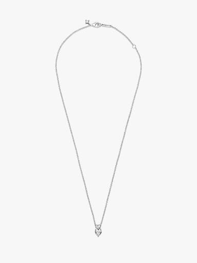 Double Heart Pendant Sparkling Collier Necklace