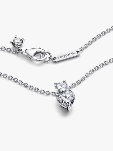 Double Heart Pendant Sparkling Collier Necklace