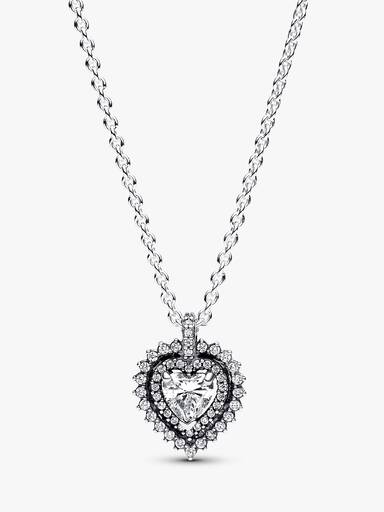 Sparkling Heart Halo Pendant Necklace