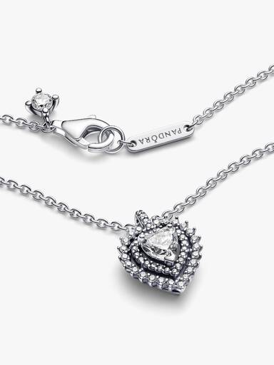 Sparkling Heart Halo Pendant Necklace