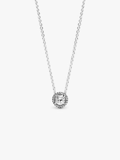 Silver necklace with clear cubic zirconia