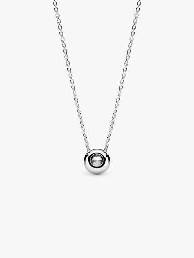 Silver necklace with clear cubic zirconia