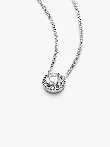 Silver necklace with clear cubic zirconia