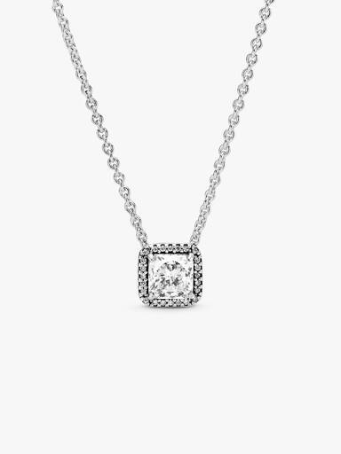 Silver necklace with clear cubic zirconia