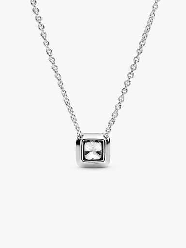 Silver necklace with clear cubic zirconia