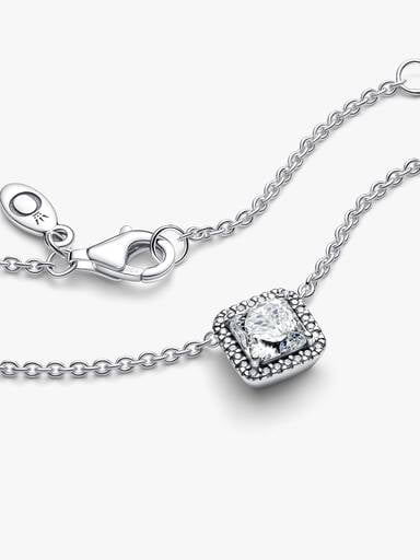 Silver necklace with clear cubic zirconia