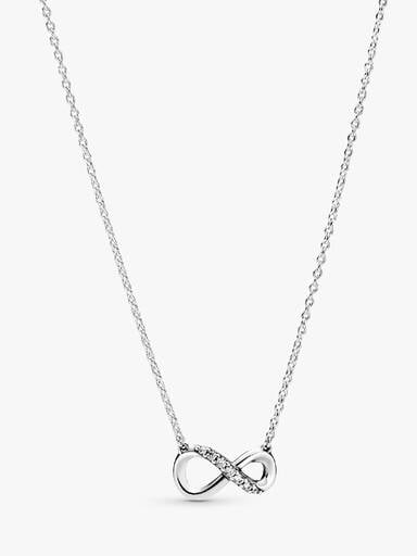 Infinity sterling silver collier with clear cubic zirconia