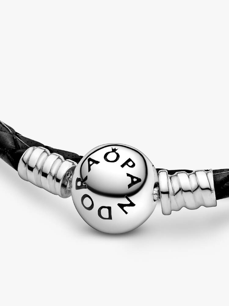 Pandora Moments Double Black Leather Bracelet